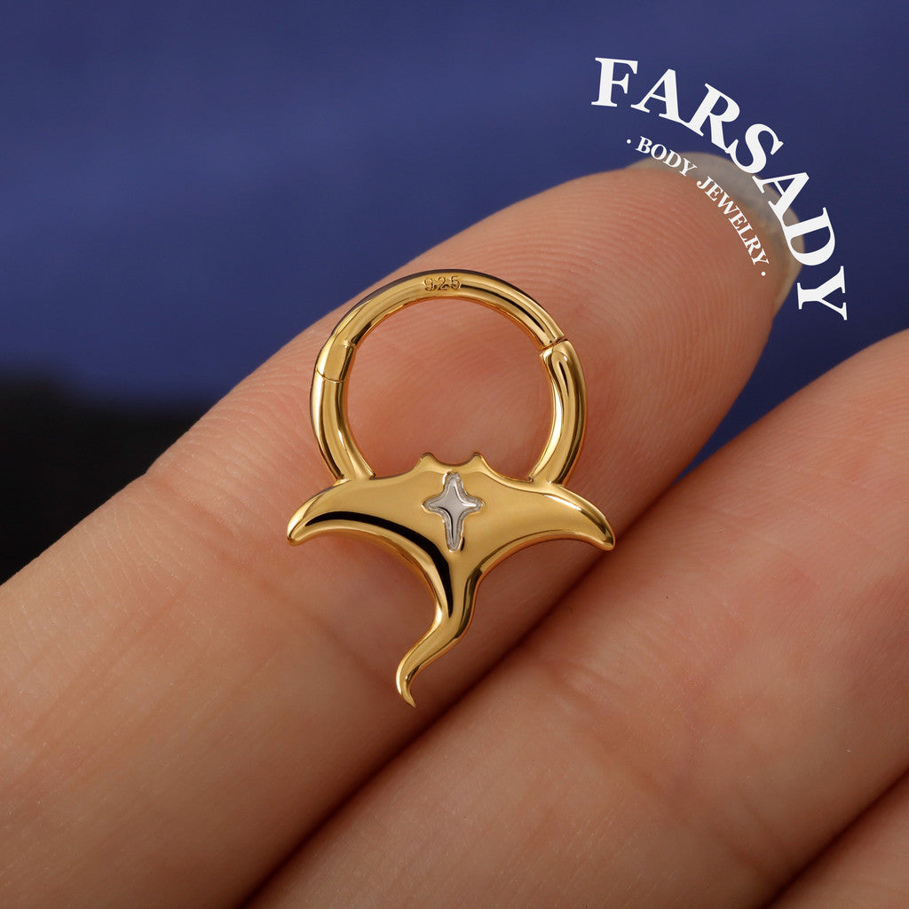 S925 Manta Ray Hinged Septum Ring