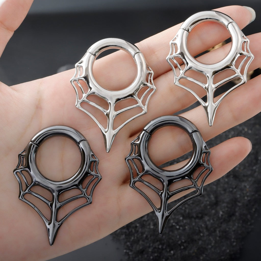 Black Spiderweb Ear Weights Hoop for 5mm Stretched Ear/ 4 Gauges Earring Plugs/ Gauge Weights/ Weights Hanger Heavy with Easy Clasp/ Ear Tunnels