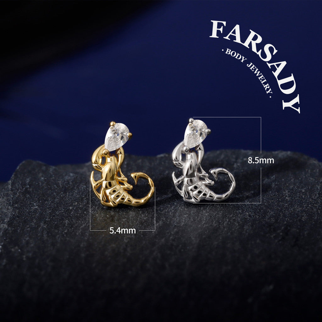 Crimson Scorpion Threadless Push In Helix Stud Earring