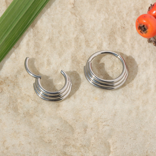 Titanium 3 tier stacked septum ring