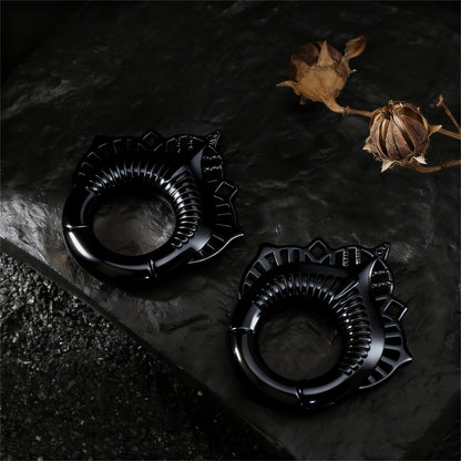 Black Lace Flower lobe weights/ Hinged Gauge Ring/ 2G Ear Gauges/ Ear Lobe stretching 6mm/ Gift Packaged Ear Weights