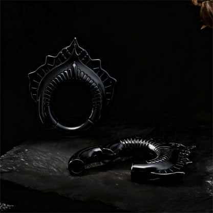 Black Lace Flower lobe weights/ Hinged Gauge Ring/ 2G Ear Gauges/ Ear Lobe stretching 6mm/ Gift Packaged Ear Weights