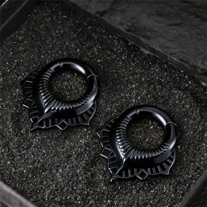 Black Lace Flower lobe weights/ Hinged Gauge Ring/ 2G Ear Gauges/ Ear Lobe stretching 6mm/ Gift Packaged Ear Weights