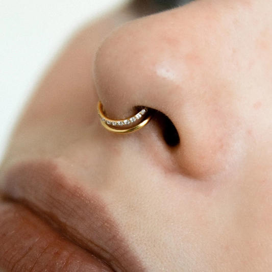 Double Line CZ Septum Ring