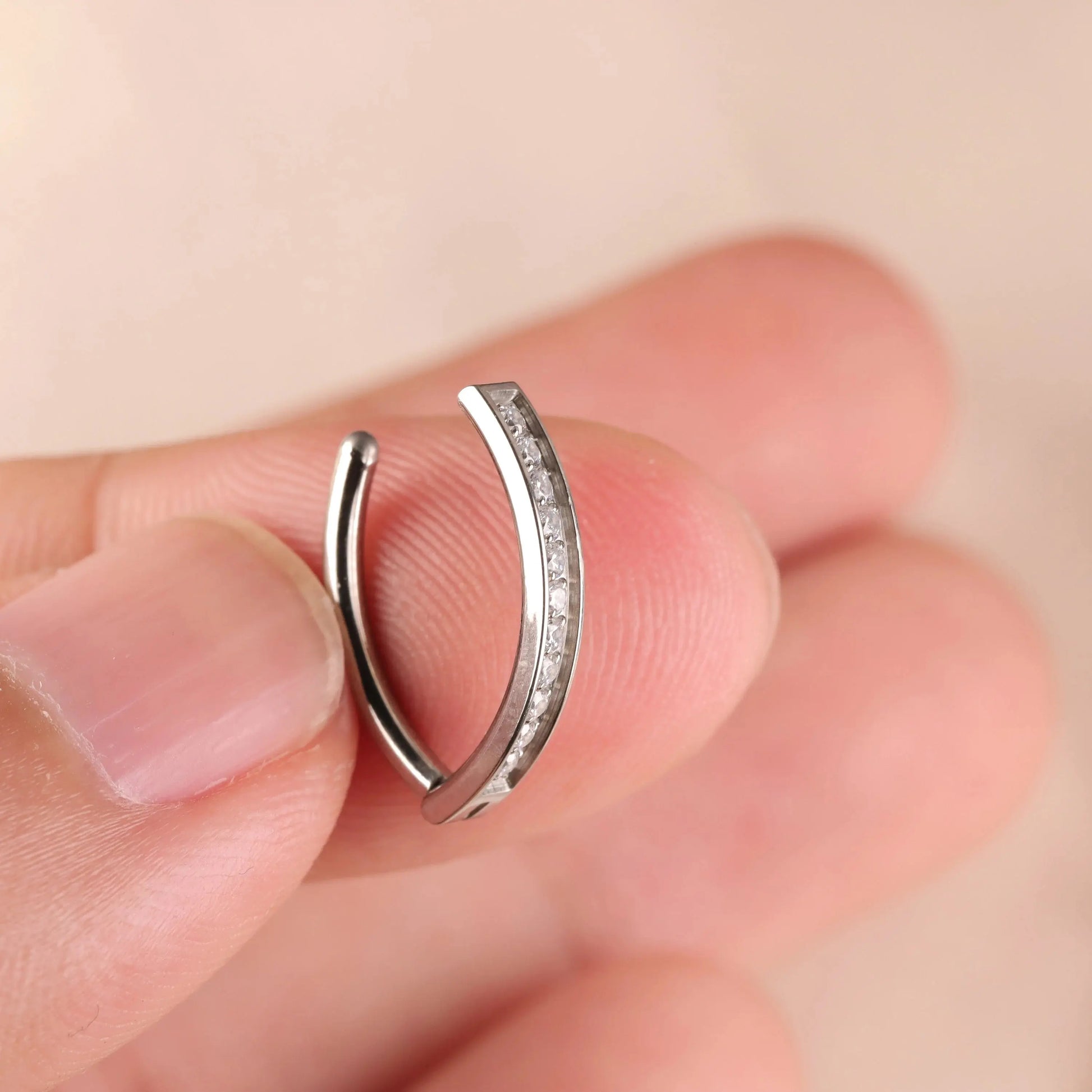 14G ASTM F136 Titanium Belly Button Clicker CZ/ Navel Clicker/ lightweight belly ring/ Belly Hoop/ Hinged Curved Belly Bar/ 1.6*10|12mm Miss Vivi Jewelry