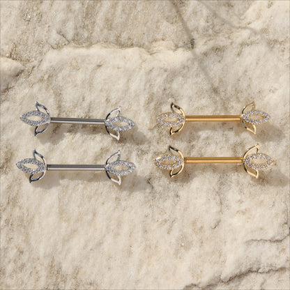 14G Lotus Nipple Barbell Jewelry/ Nipple Piercing Jewelry/ Flower Nipple Ring/ Handmade Jewelry Gift/ Silver Nipple Rings/Nipple Bar1.6*14mm Miss Vivi Jewelry