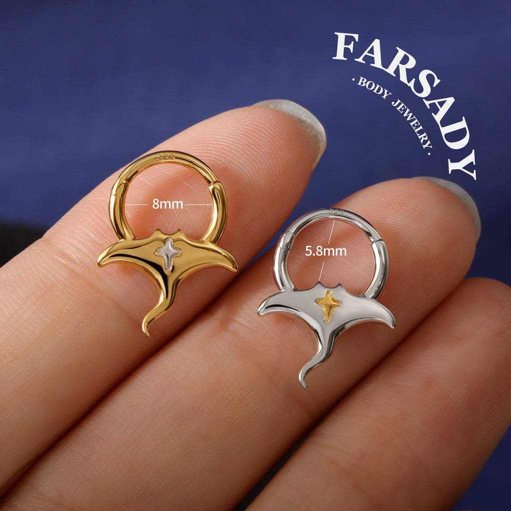 S925 Manta Ray Hinged Septum Ring