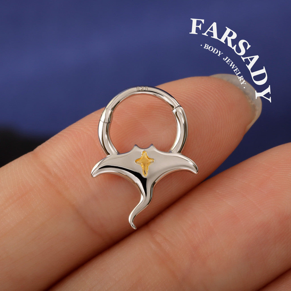 S925 Manta Ray Hinged Septum Ring