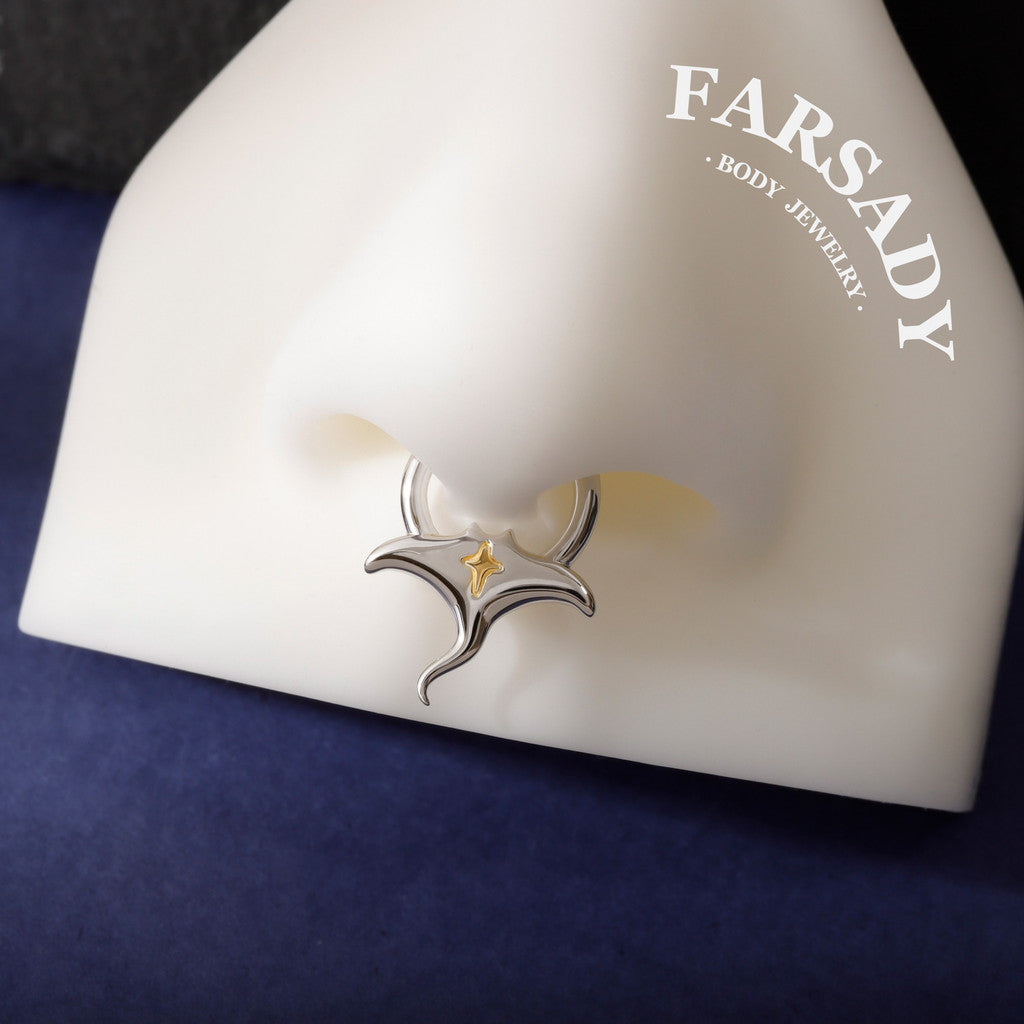 S925 Manta Ray Hinged Septum Ring