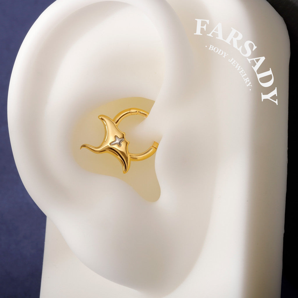 S925 Manta Ray Hinged Septum Ring