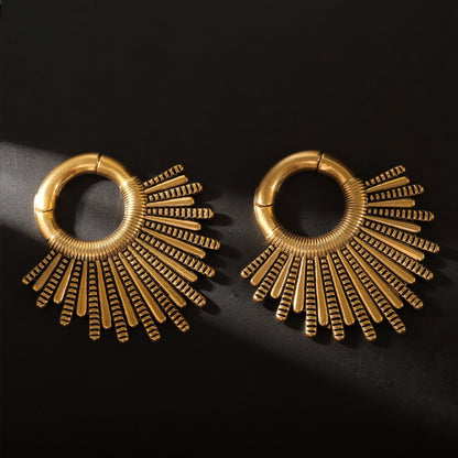 Black Fan Ear Weights for Stretched Ear/ Ear Hangers Hoop with Easy Clasp/ Gothic 2 Gauge Ear Plugs Heavy/ Steel Earlobe Gauge Weights