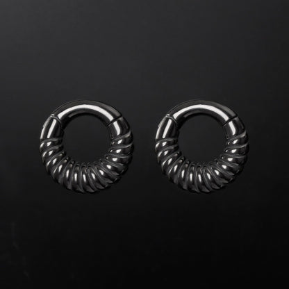 Black Ear Weights Hangers with Easy Clasp/ Ear Hangers for 2 Gauges Stretched Ear/ 6mm Ear Gauge Earrings/ Heavy Gauge Hanger Circle