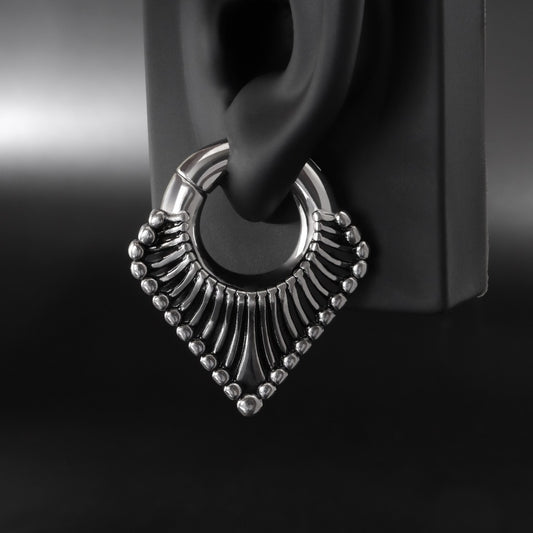 Ear Weights V-shaped Hanger with Easy Clasp/ Silvery Ear Hnagers/ Stretcher Earrings/ 2 Gauges Earring/ Earlobe Stretching/Circle Weights