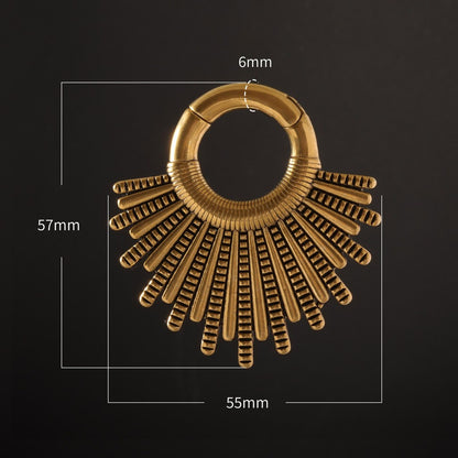 Black Fan Ear Weights for Stretched Ear/ Ear Hangers Hoop with Easy Clasp/ Gothic 2 Gauge Ear Plugs Heavy/ Steel Earlobe Gauge Weights