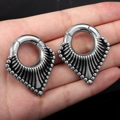 Ear Weights V-shaped Hanger with Easy Clasp/ Silvery Ear Hnagers/ Stretcher Earrings/ 2 Gauges Earring/ Earlobe Stretching/Circle Weights