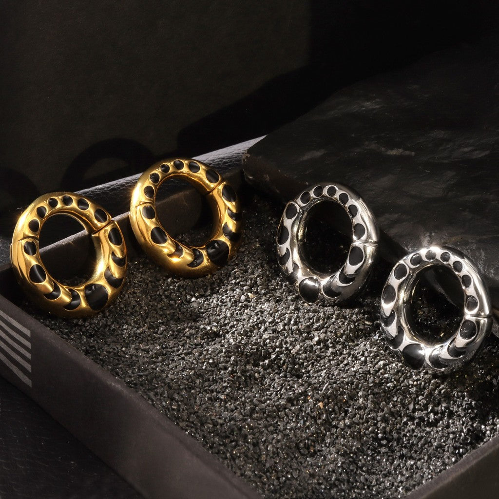 Ear Weight Hanger Moon Phases Stretched Ear/ High Quality 316L Steel Metal Gauges/ Clasp Ear Weight Easy to Use/ Ear Plugs