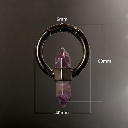Amethyst Ear Weight/ 6mm 2G Ear Lobe Hanger/ Ear Weight Gauges For Stretched Ear/ Spike Amethyst Plug Earring/Stone Dangle Ear Hanger Silvery