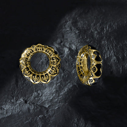 Filigree Pattern Ear Weights Golden/ 6mm Ear Lobe Hanger/ 2G Ear Weight Gauges For Stretched Ears/ Vintage Plug Earring/ Heavy Gauges jewelry