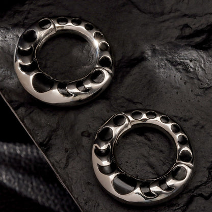 Ear Weight Hanger Moon Phases Stretched Ear/ High Quality 316L Steel Metal Gauges/ Clasp Ear Weight Easy to Use/ Ear Plugs