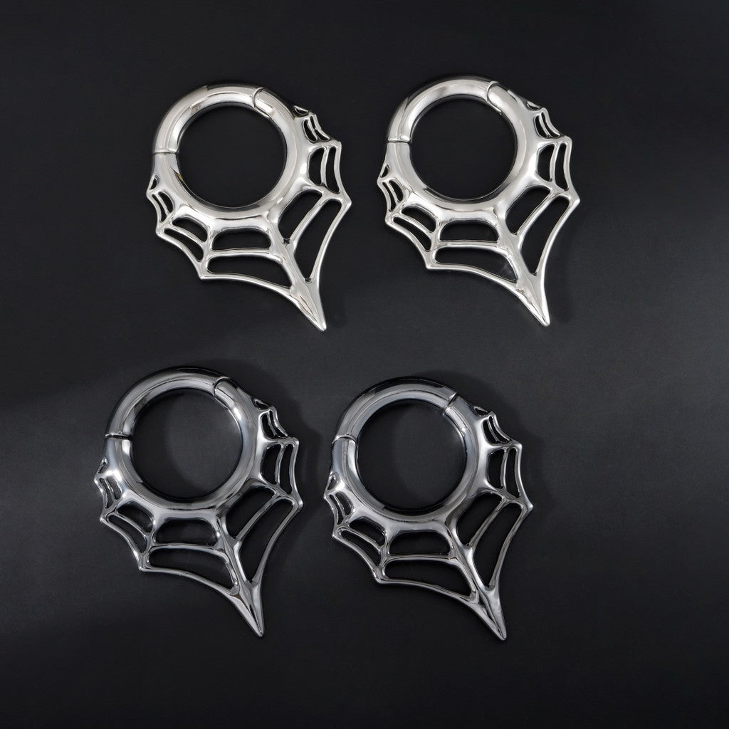 Black Spiderweb Ear Weights Hoop for 5mm Stretched Ear/ 4 Gauges Earring Plugs/ Gauge Weights/ Weights Hanger Heavy with Easy Clasp/ Ear Tunnels