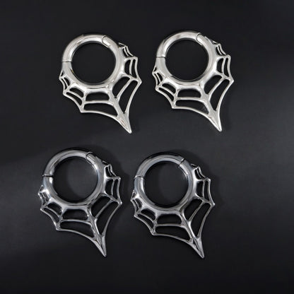 Black Spiderweb Ear Weights Hoop for 5mm Stretched Ear/ 4 Gauges Earring Plugs/ Gauge Weights/ Weights Hanger Heavy with Easy Clasp/ Ear Tunnels