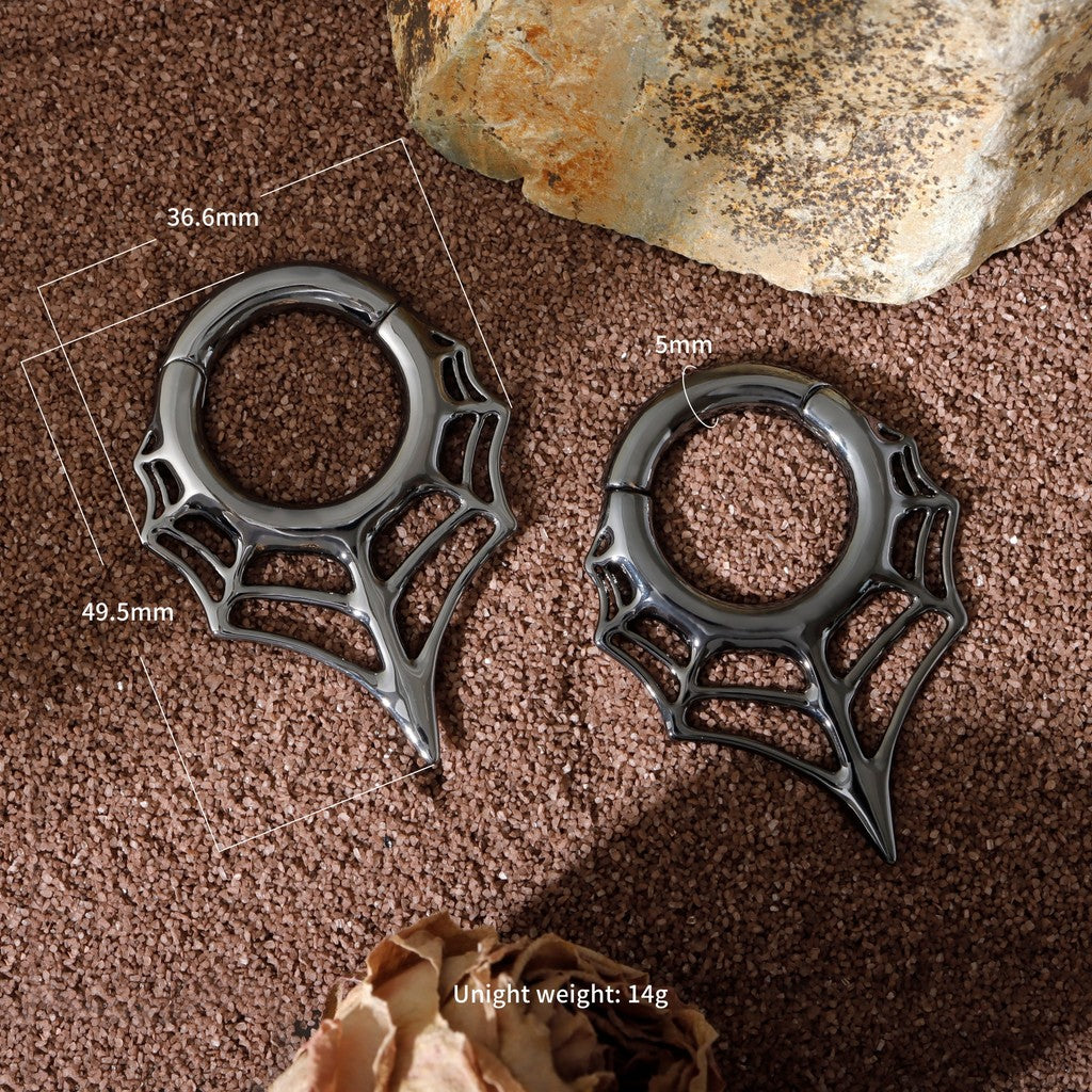 Black Spiderweb Ear Weights Hoop for 5mm Stretched Ear/ 4 Gauges Earring Plugs/ Gauge Weights/ Weights Hanger Heavy with Easy Clasp/ Ear Tunnels