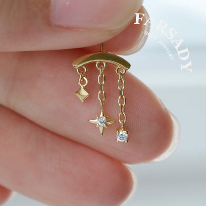 Star Dangle Threadless Push In Hidden Rook Stud