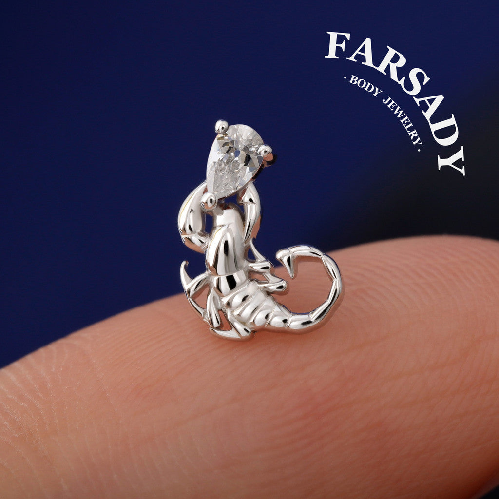 Crimson Scorpion Threadless Push In Helix Stud Earring