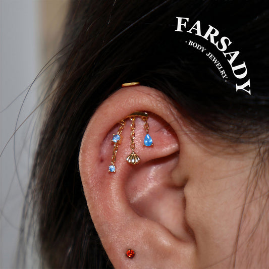 Ocean Blue CZ Push In Hidden Rook Stud