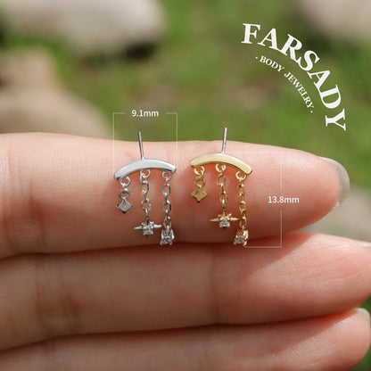 Star Dangle Threadless Push In Hidden Rook Stud