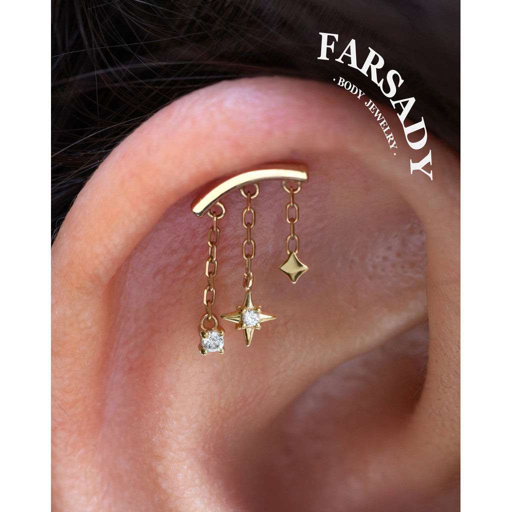 Star Dangle Threadless Push In Hidden Rook Stud