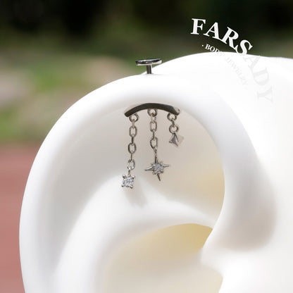 Star Dangle Threadless Push In Hidden Rook Stud