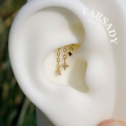 Star Dangle Threadless Push In Hidden Rook Stud