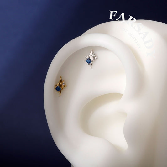 North Star Threadless Push In Helix Stud Earring